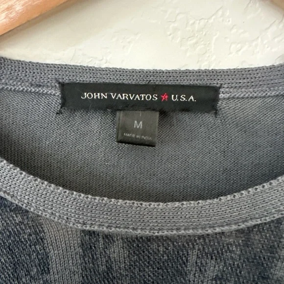 John Varvatos Charcoal and Black Crewneck Sweater